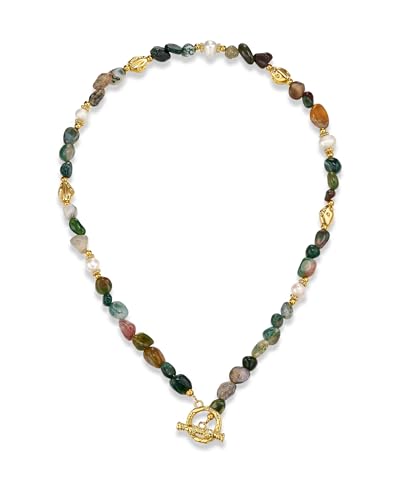 SNGIA Colorful Beaded Choker Necklace for Women, Gold Tone Adjustable Multicolor Rectangular Bead Necklace, Delicate Minimalist Layering Jewelry Gift - style: Forest Gem