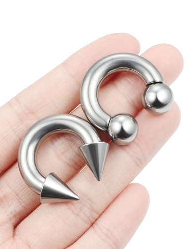 F136 Titanium 20/18/16/14/12/8/4/2g Septum Nose Rings Gauge Earrings Lip Rings Prince Albert Jewelry Internally Threaded Horseshoe Hoop Piercings - size: 2g*14mm