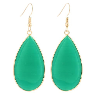BaubleStar Natural Crystal Healing Stone Earrings Statement Teardrop Dangle Earrings for Women - color: Green