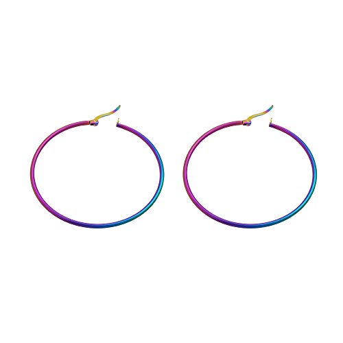 Rounded Hoops Earrings (20mm-60mm Diameter) - color: Rainbow 50mm