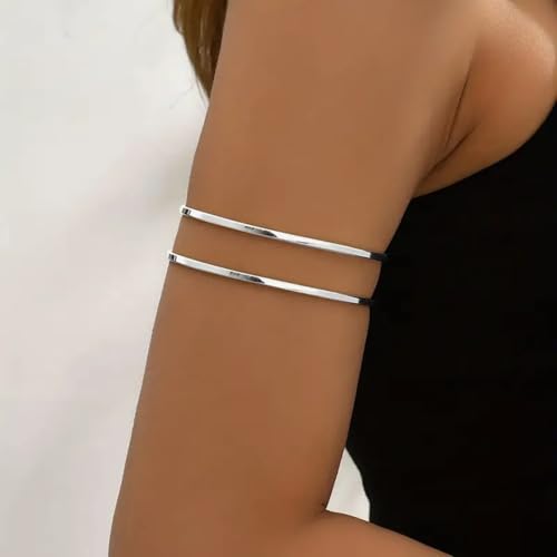 Arm Cuff for Women Layered Armlet Open Adjustable Arm Cuff Gold Silver Upper Arm Cuff Bracelet Minimalist Armband Trendy Jewelry - color: Arm Cuff02