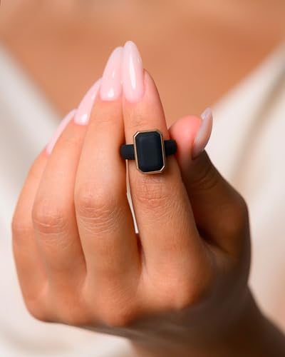 Patented Metal-Framed Silicone Rings - Emerald Collection - color: Pack J - Black and Nude / Metal Rose Gold