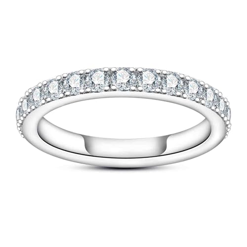 Cubic Zirconia Eternity Band Ring Round Cut/Cushion Cut 5A Grade D Color Simulant Diamond CZ Wedding Band Promise Anniversary Ring for Women - color: Wedding Band