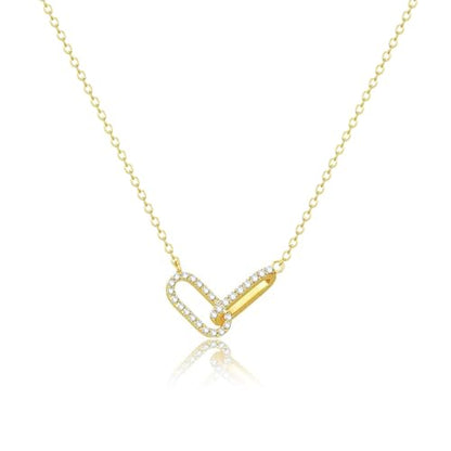 Zeffy Diamond Necklaces for Women, Dainty Gold Necklace 18k Gold Plated Layered Necklaces Simple Gold CZ Diamond Pendant Necklaces for Women Trendy Jewelry Gifts for Girls - color: Gold Diamond Paperclip Necklace