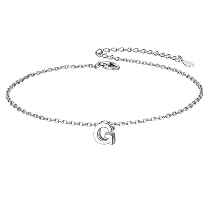 ChicSilver Initial Bracelet for Women 925 Sterling Silver Letter Initial Bracelet Dainty Personalized 26 Alphabet Jewelry Gifts for Birthday Anniversary Wedding - style: G