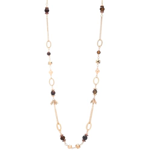 Long Gold Boho Necklaces for Women Beaded Statement Chain Long Necklace Gold Costume Jewelry Birthday Gifts for Her - color: Dark Coffee