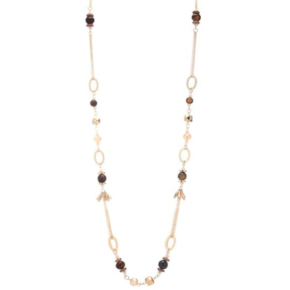 Long Gold Boho Necklaces for Women Beaded Statement Chain Long Necklace Gold Costume Jewelry Birthday Gifts for Her - color: Dark Coffee