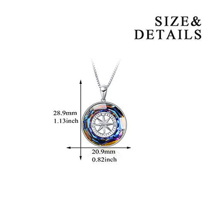 AOBOCO 2026 Graduation Gifts 925 Sterling Silver Compass Pendant Necklace High School College Graduation Jewelry Gifts for Women Daughter - style: Sterling Silver Pendant Necklace with Color-changed Crystal Compass Design