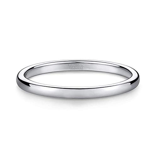 TRUMIUM 2mm 4mm 6mm 8mm Tungsten Wedding Band Ring for Men Women Silver/Rose Gold Plated/Rainbow/Gold Plated Domed High Polish Engagement Promise Rings Comfort Fit 4-15 - color: 2mm silver plated