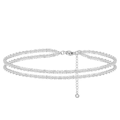 ASCOMY Ankle Bracelets for Women 14K Gold/Silver Plated Anklets for Women Waterproof Layered Cute Beads Dot Shining Twist Rope Chain Pearl Bar Link Heart Anklets Summer Beach Foot Chain Jewelry Gifts - style: Sparkling Twist Rope-SL