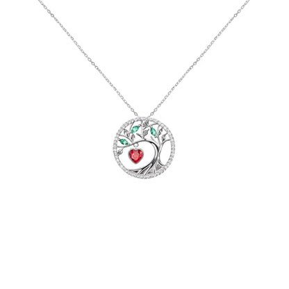 July Birthstone |Tree of Life | 925 Sterling Silver Ruby Necklace for Women
