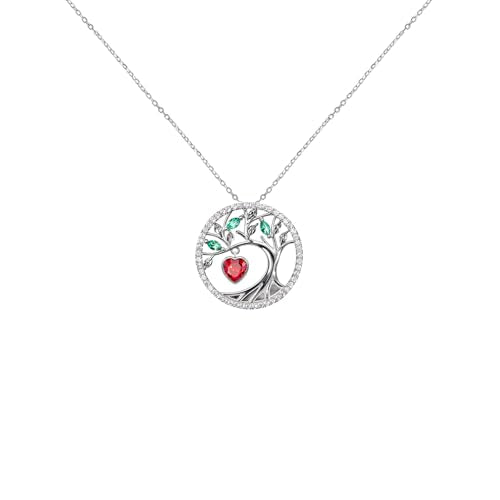 July Birthstone |Tree of Life | 925 Sterling Silver Ruby Necklace for Women