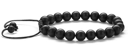 Men Women 8mm Tiger Eye Stone Beads Bracelet - color: Black Matte Agate-21018