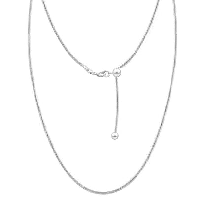 LeCalla 925 Sterling Silver Italian Jewelry Adjustable Chain Necklace, Sliding Bolo Chain Necklace for Women Slider Chain 14 to 24 Inch. - color: Snake Chain