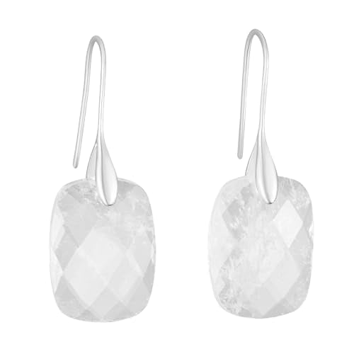 Boho Multiple Style Natural Stone Earrings for Women Unique Healing Gemstone Energy Hypoallergenic Lightweight Dangle Drop Earrings Multiple Styles Earrings Jewelry for Birthday Party Gift - style: Clear Quartz-Gold Hook