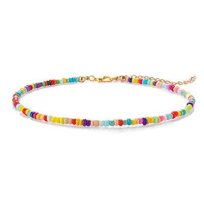 Starain Small Bead Anklets for Women Beach Foot Ankle Bracelet Cute Colorful Boho Beaded Anklets 8 inches - color: Sing layerd seed bead anklet