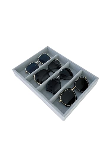 Sunglasses Eyewear Watch Tray Gray Velvet Stackable Organizer Premium Quality Jewelry Storage Multi Function Hallway Orgnization Drawer Divider - size: Glasses Tray