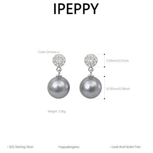 Double Pearl Drop Earrings for Women 925 Sterling Silver | 18k Gold Plated Big Large Pearl Dangle Earrings Pearl Dangling Stud Earring Bridal Wedding Jewelry Birthday Gifts for Mom - color: I-White