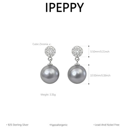 Double Pearl Drop Earrings for Women 925 Sterling Silver | 18k Gold Plated Big Large Pearl Dangle Earrings Pearl Dangling Stud Earring Bridal Wedding Jewelry Birthday Gifts for Mom - color: I-White