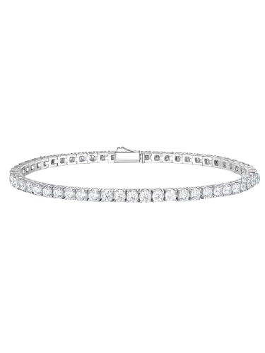 D Color VVS1 Clarity Moissanite and Genuine Sapphire/Emerald/Ruby Tennis Bracelets for Women 2.22ct-10.45ct, Solid 925 Sterling Silver, Anniversary Wedding Valentines Jewelry for Her, Length 5.9-7.5 Inch(15-19cm) - color: Moissanite (4.7 - 5.9 Carat), siz