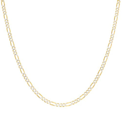 JewelryWeb 925 Sterling Silver Pave Super Flat Figaro Chain Two Tone 3.6mm Anklet Anklet for Women and Men - size: 9 inches