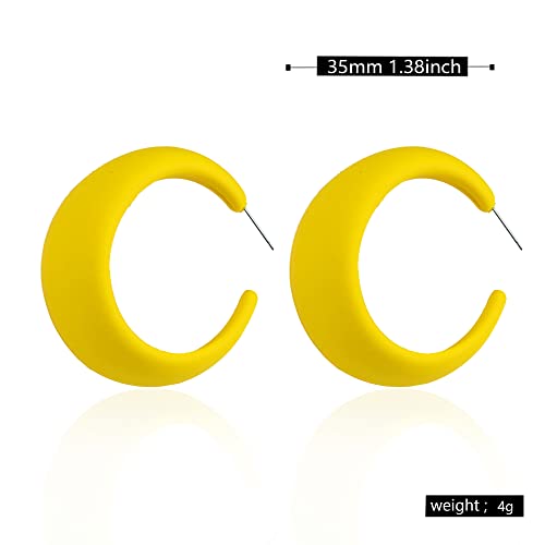 Acrylic Resin Earrings 70s 80s Colorful Hoop Earrings C Shape Trendy Chunky Cute Candy Earrings Jewelry for Women - color: Yellow