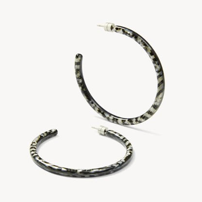Circle Hoop Earrings Acetate Resin Fashion Jewelry for Women - color: Perle Noir, size: Large