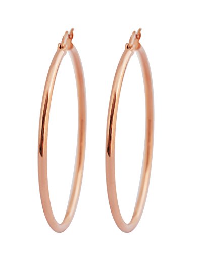 Rounded Hoops Earrings (20mm-60mm Diameter) - color: Rose Gold 40mm