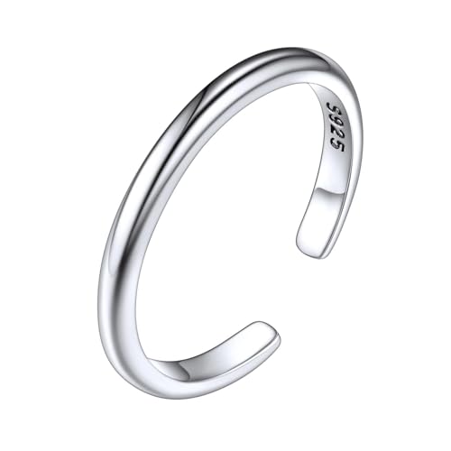 ChicSilver Toe Rings for Women 925 Sterling Silver Adjustable Toe Ring | 925 sterling silver, hypoallergenic for sensitive skin, adjustable open band, summer beach wear gift - color: E: 2mm Thin(1 pc)