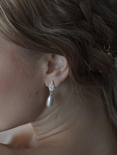 Pearl Earrings for Women Gold Pearl Drop Dangle Earrings Wedding Bridal Bridesmaid Jewelry Gifts for Women - color: Drop pearl-3