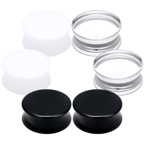 6G-30mm Solid Acrylic Gauges for Ear Double Flared Saddle Plug Tunnels Earrings Clear Black White Ear Plugs Tunnels for Women Men - color: 26mm = 1 1/32 inch