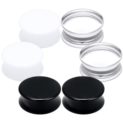 6G-30mm Solid Acrylic Gauges for Ear Double Flared Saddle Plug Tunnels Earrings Clear Black White Ear Plugs Tunnels for Women Men - color: 26mm = 1 1/32 inch