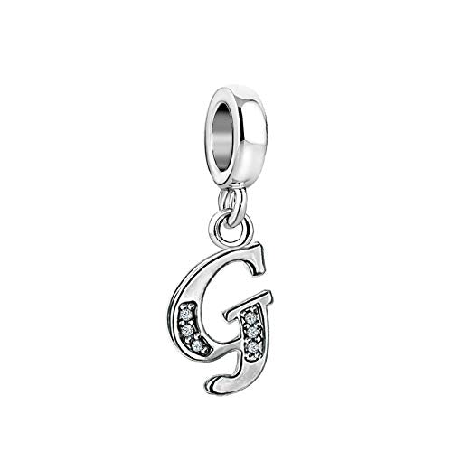 LSxAB Sparkling Initial Letter Charm Compatible with Pandora Charms Bracelets for Women A-Z Pendant Jewelry - style: G