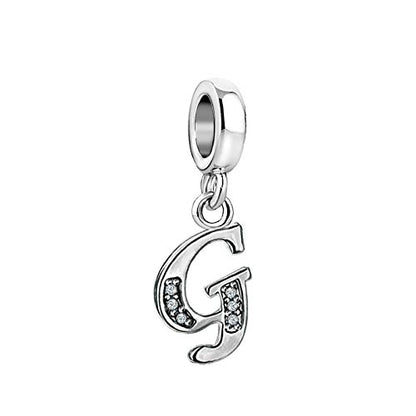 LSxAB Sparkling Initial Letter Charm Compatible with Pandora Charms Bracelets for Women A-Z Pendant Jewelry - style: G