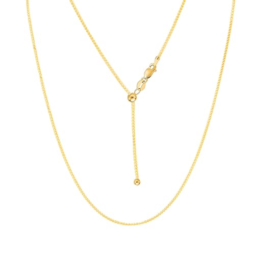 Savlano 925 Sterling Silver 1MM Curb Chain Necklace - 18K Gold Plated Adjustable Bolo 14-24 Inch Link Chain for Women Comes with a Gift Box - Made in Italy - color: Silver Yellow Gold Plated