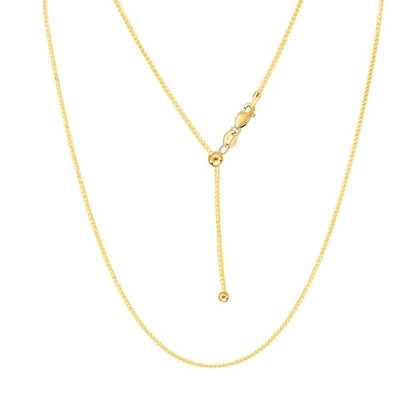 Savlano 925 Sterling Silver 1MM Curb Chain Necklace - 18K Gold Plated Adjustable Bolo 14-24 Inch Link Chain for Women Comes with a Gift Box - Made in Italy - color: Silver Yellow Gold Plated