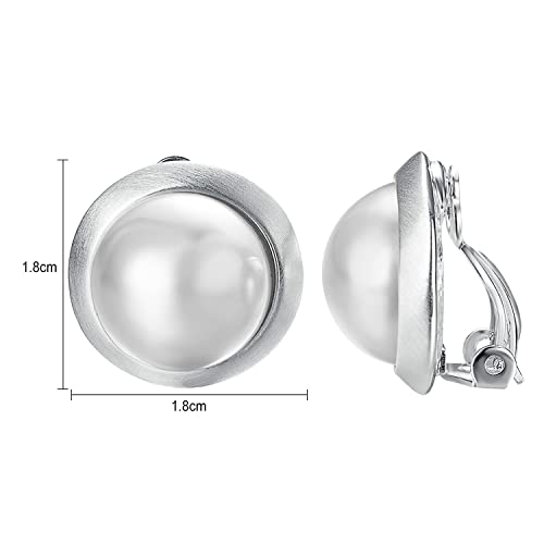 Yoursfs Clip on Earrings for Women Round Faux Pearl Earrings Clipon 18K Gold Plated Non Pierced Earring Jewelry - color: White GP White Pearl Clips on