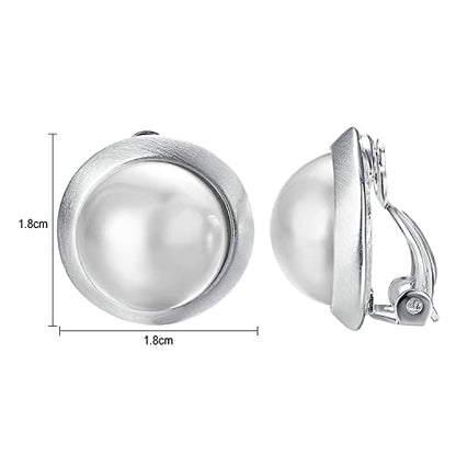 Yoursfs Clip on Earrings for Women Round Faux Pearl Earrings Clipon 18K Gold Plated Non Pierced Earring Jewelry - color: White GP White Pearl Clips on