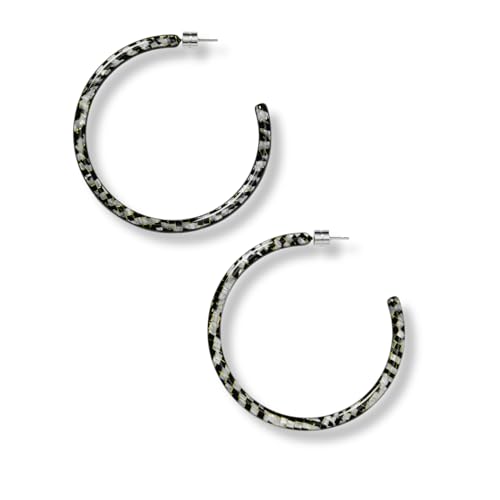 Circle Hoop Earrings Acetate Resin Fashion Jewelry for Women - color: Perle Noir, size: Large