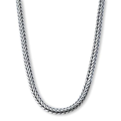 Solid 925 Sterling Silver Foxtail Chain Necklace, Width 1.5mm - Oxidized Non-Tarnish Unisex Snake Design Wheat Chain Necklace for Men Women 17.7" 19.7" 21.6" 23.6" Inch - Handmade - style: 25.6" - 65 cm