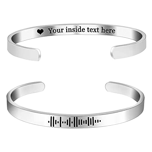 Amlion Personalized Bracelets for Women,Engraved Custom Bracelets Cuff Inspirational Personalized Gifts for Women Girls-Double Side Engraved - color: code