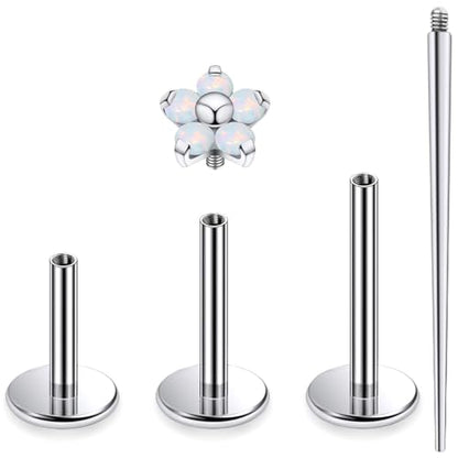 16G Astm F136 Titanium Internal Thread Flat Back Earrings Nose Studs Tragus Forward Helix Conch Cartilage Lobe Earrings Stud Medusa Labret Monroe Lip Ring Piercing Jewelry For Women Men - size: 16G--Style G-Opal