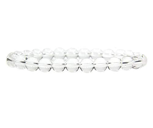 Angelstones Gemstones 8mm Round Beads Healing Crystal Bracelet for women | Natural Gemstone, Handmade Gifts for Women, Healing Crystal Round Beaded Stretch Bracelets, Unisex Jewelry for Women and Men - color: Clear Quartz