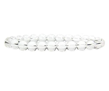 Angelstones Gemstones 8mm Round Beads Healing Crystal Bracelet for women | Natural Gemstone, Handmade Gifts for Women, Healing Crystal Round Beaded Stretch Bracelets, Unisex Jewelry for Women and Men - color: Clear Quartz