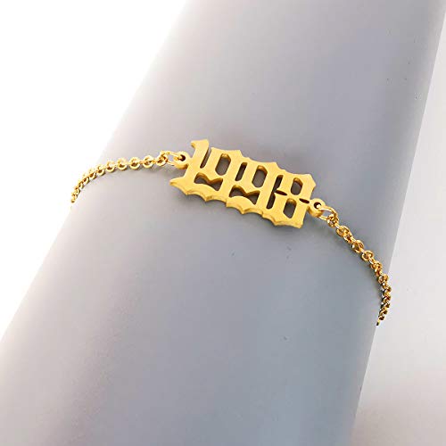 CSIYANJRY99 Birth Year Ankle Bracelets for Women14K Gold Plated Birth Year Number Anklets Adjustable Chain Beach Foot Ankle Bracelets for Women Birthday - style: 1998