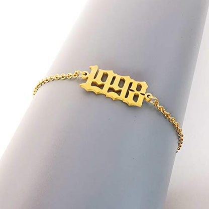 CSIYANJRY99 Birth Year Ankle Bracelets for Women14K Gold Plated Birth Year Number Anklets Adjustable Chain Beach Foot Ankle Bracelets for Women Birthday - style: 1998
