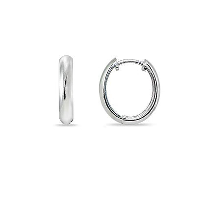 Sterling Silver 16mm Oval Small Hinged Huggie Hoop Earrings, Choose an Option - color: 3x16mm - Silver