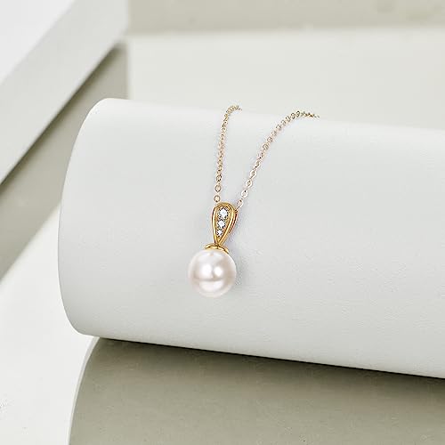 KECHO 14k Gold Pearl Necklace for Women, Freshwater Pearl Pendant Jewelry Wedding Anniversary Birthday Gifts for Her - style: A-Pearl Necklace