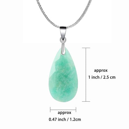 iSTONE 925 Sterling Silver Natural Crytral for Womens Pendant Necklace, Gemstone Birthstone with 17.8" Silver Chain Ladies - color: Amazonite- faceted