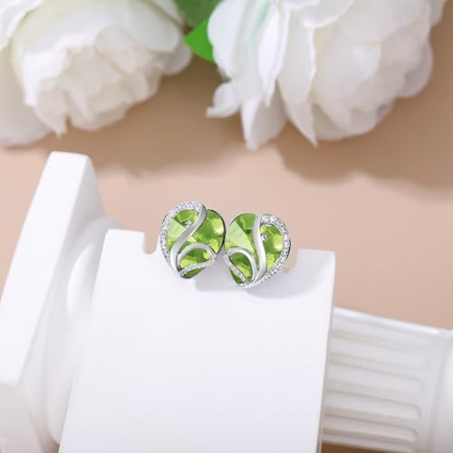 Butterfly Heart Birthstone Crystal Stud Earrings for Women S925 Sterling Silver Heart Birthstone Studs Birthday Gifts for Wife Mother Daughter Girlfriend Mom - color: 08-August